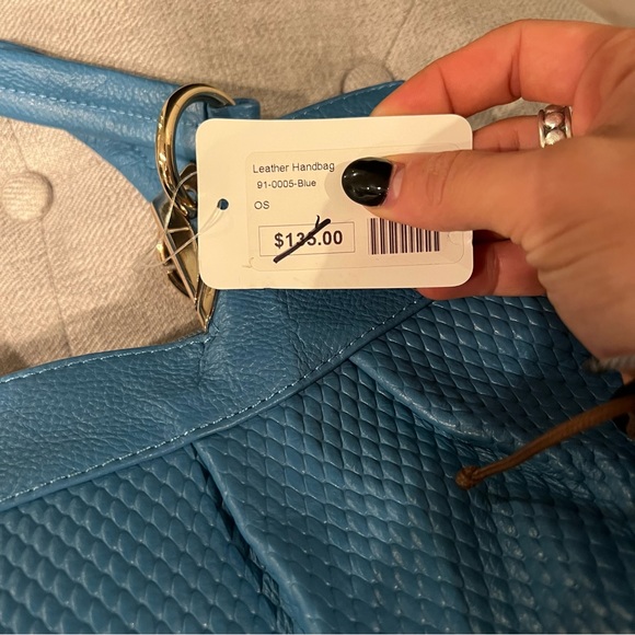 NEW Authentic Leather Baby Blue Purse Handbag - Picture 14 of 15